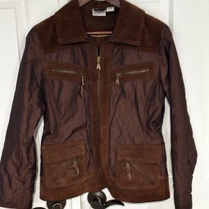 Chico's Chocolate Utility Jacket size 1 (6-8)